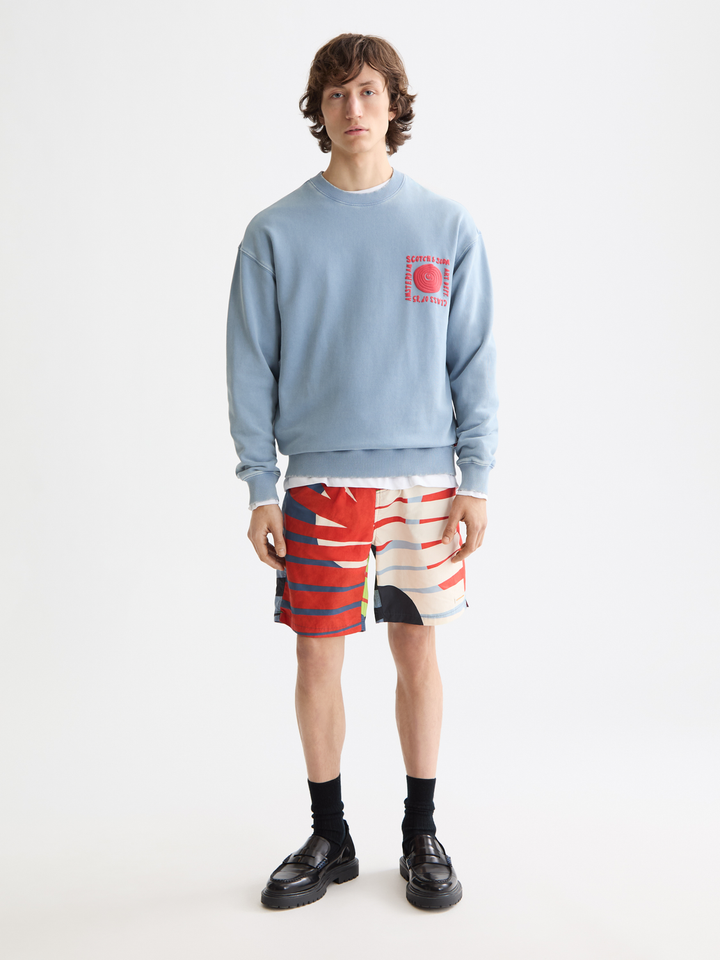 Relaxed-fit washed artwork sweatshirt