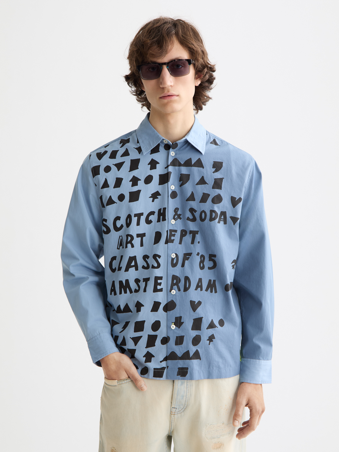 Relaxed-fit letters poplin shirt