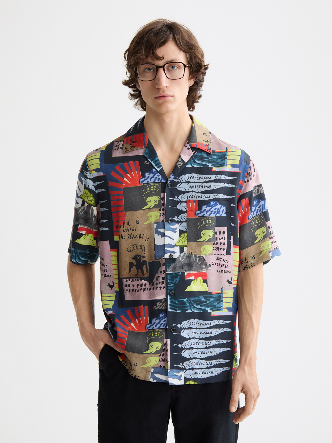 Relaxed-fit tencel printed short-sleeved shirt