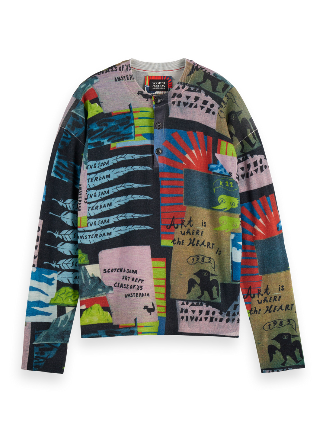 Relaxed-fit printed henley