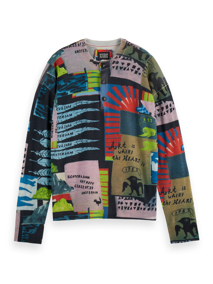 Relaxed-fit printed henley