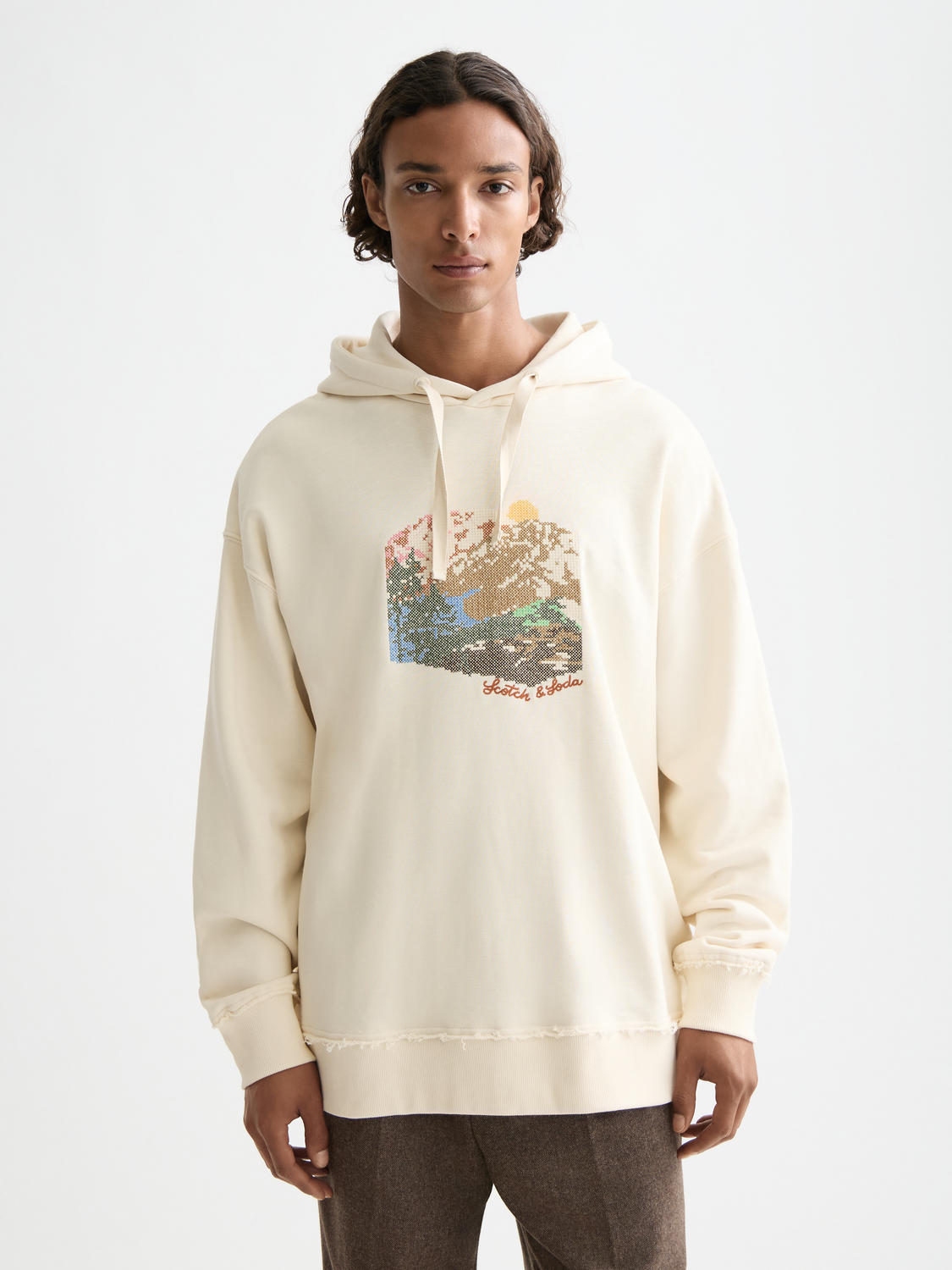 Loose fit embroidered artwork hoodie