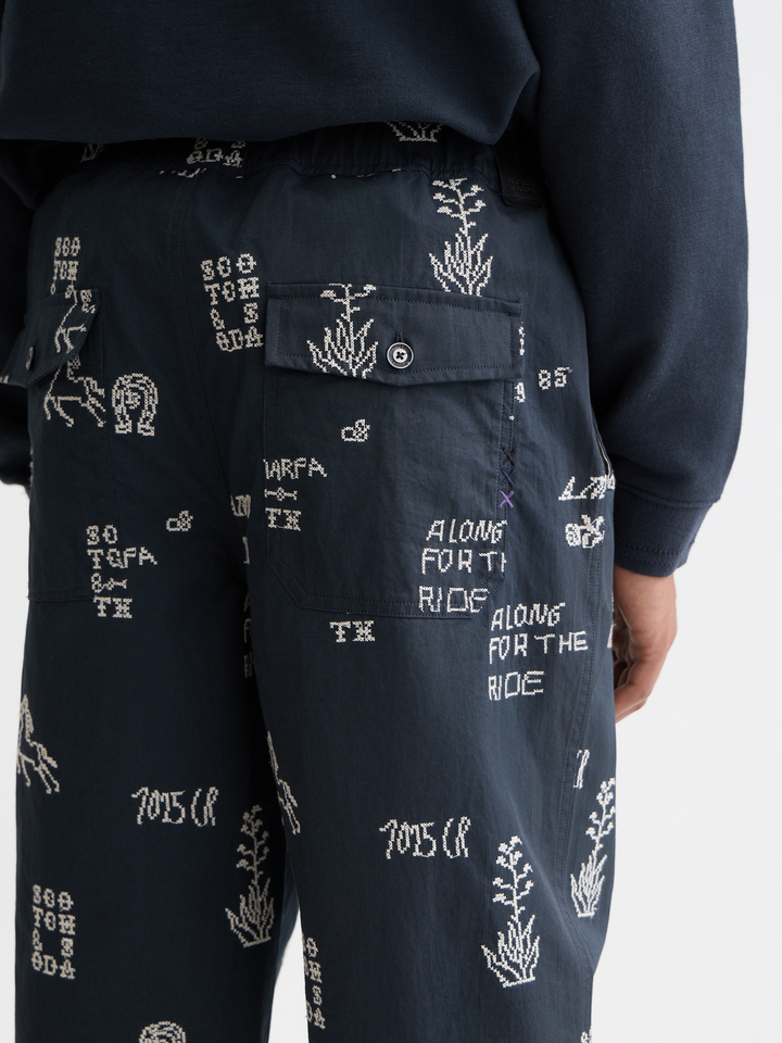 Embroidered Cotton-Blend Relaxed Straight Chino