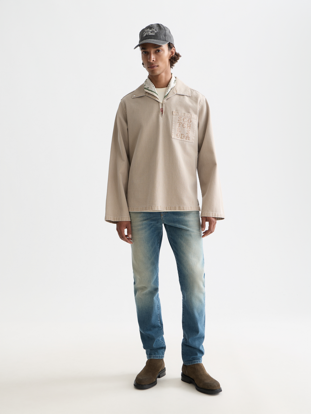 Half Closure Washed Overshirt