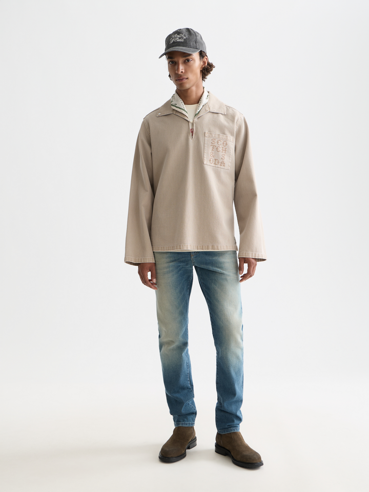 Half Closure Washed Overshirt