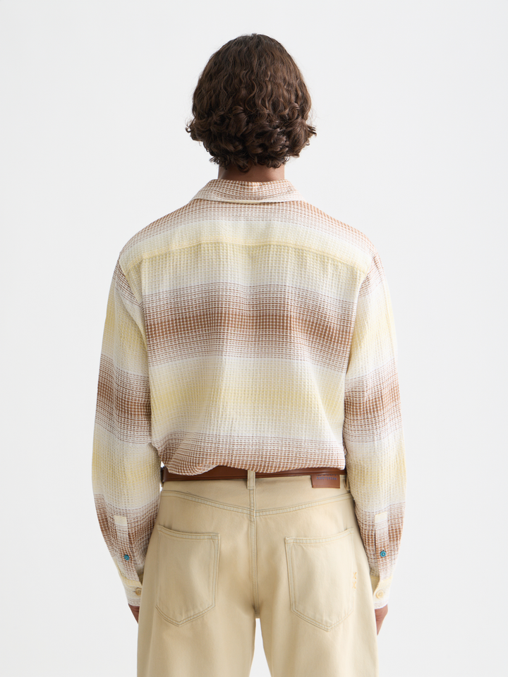 Waffle Structure Stripe Shirt