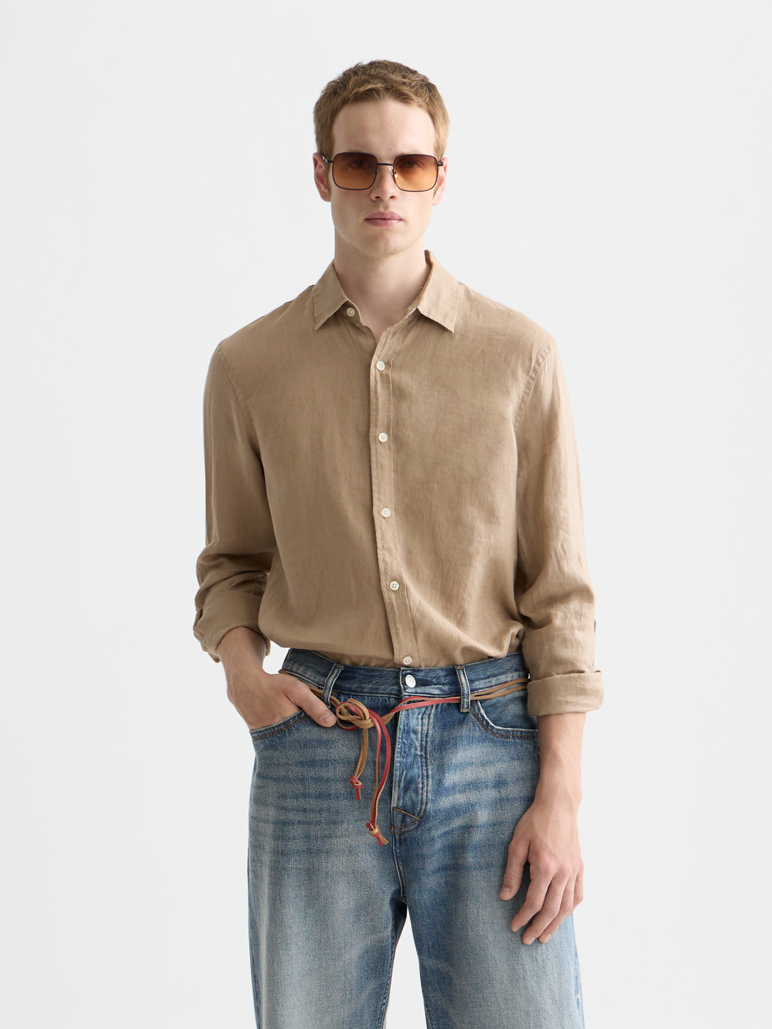Seasonal core linen regular-fit shirt
