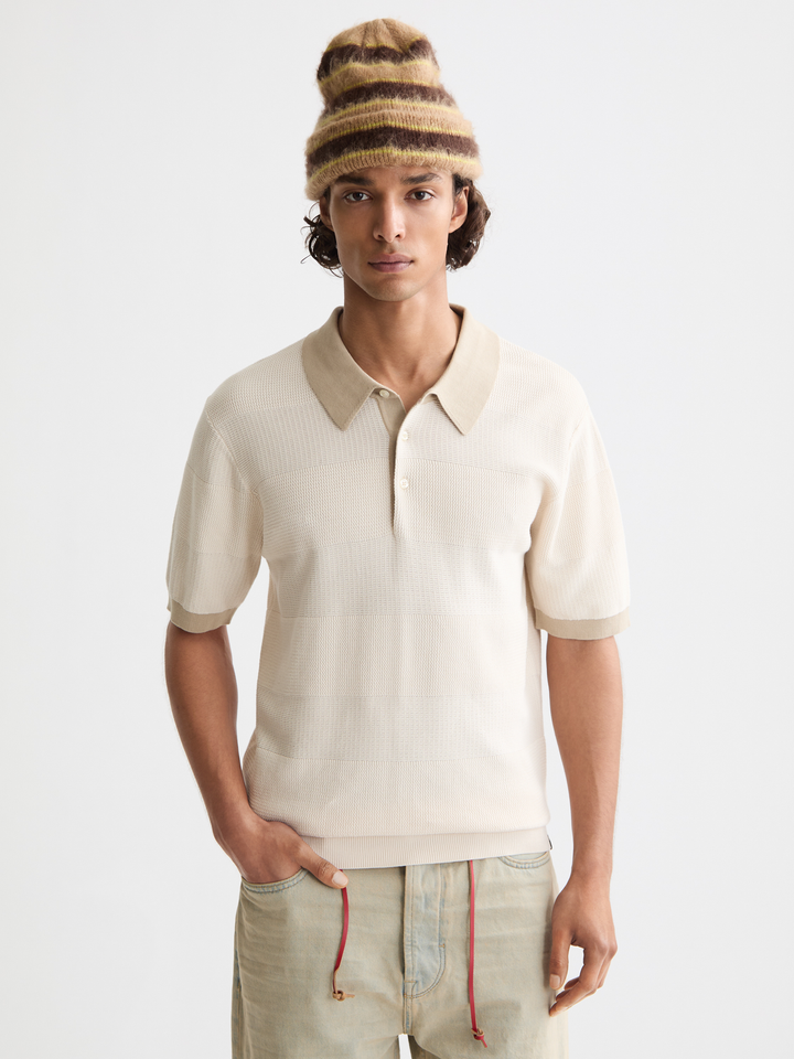 Knitted Striped Polo
