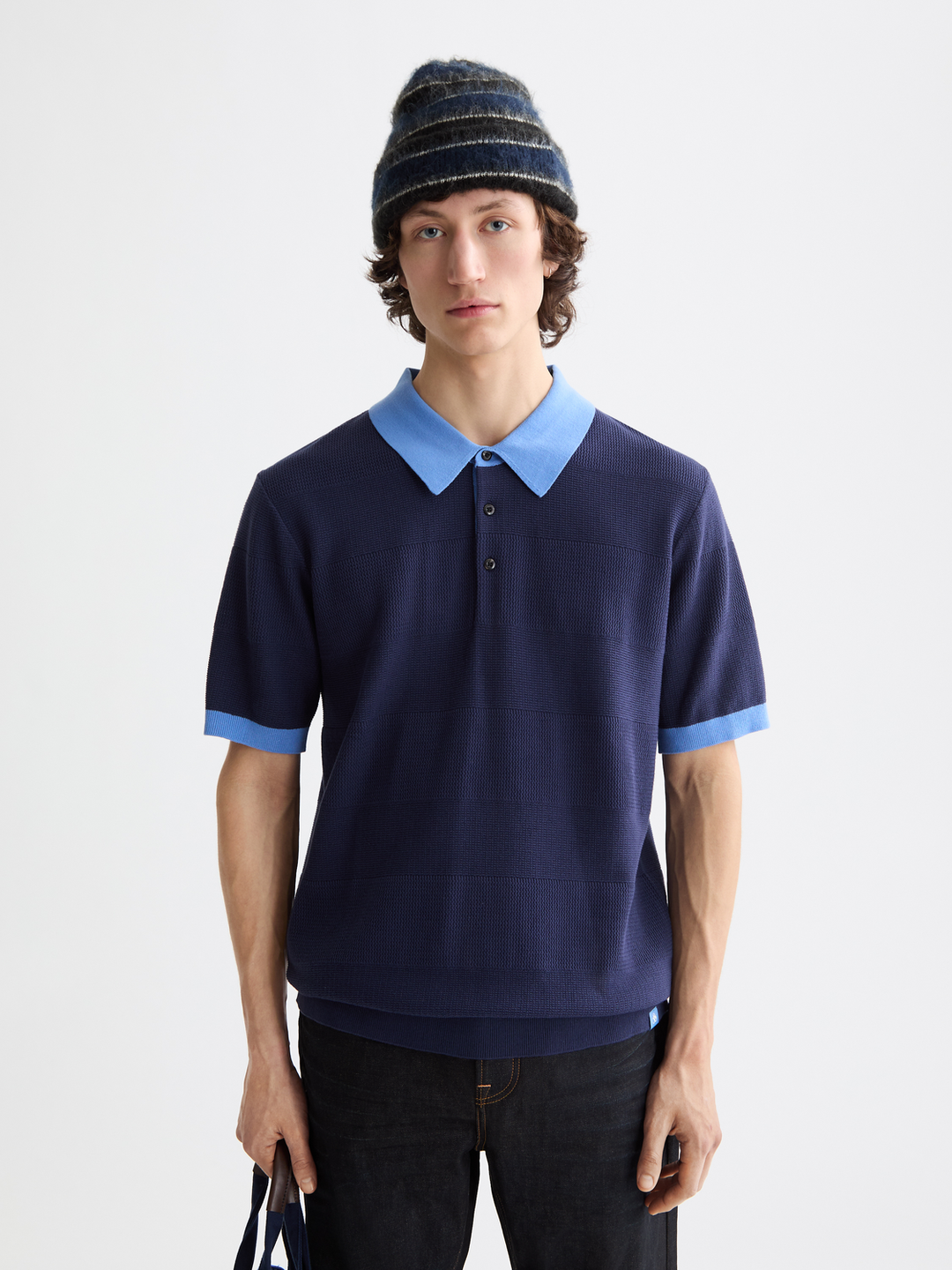 Knitted Striped Polo