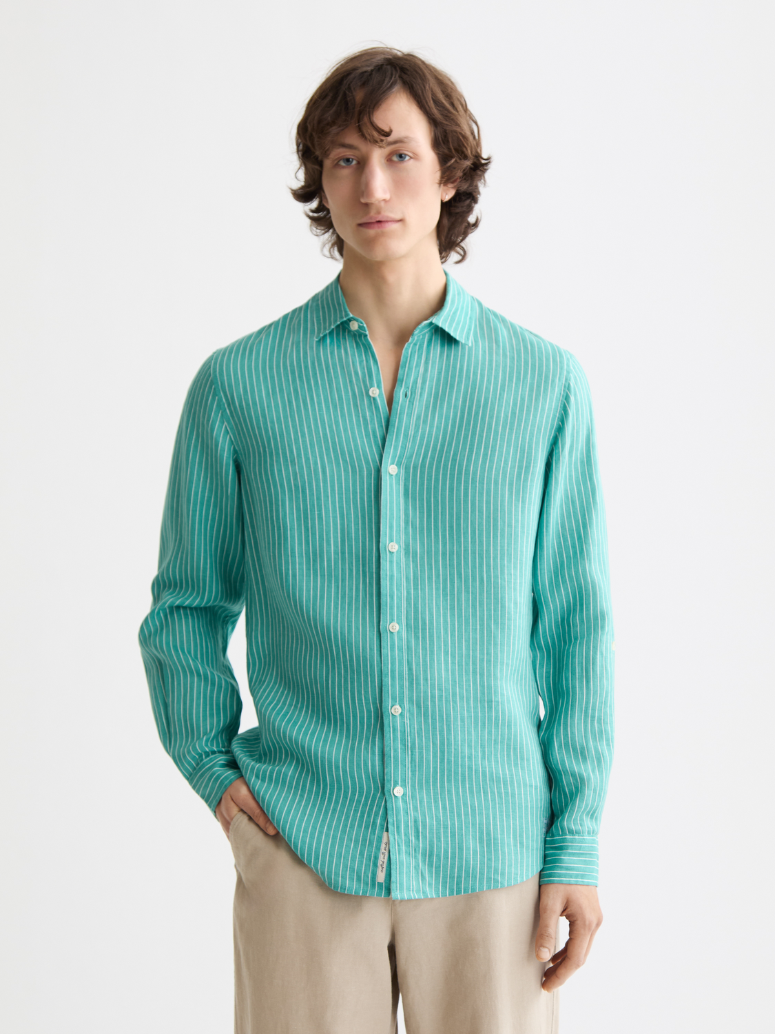 Seasonal core-Regular-fit striped linen shirt