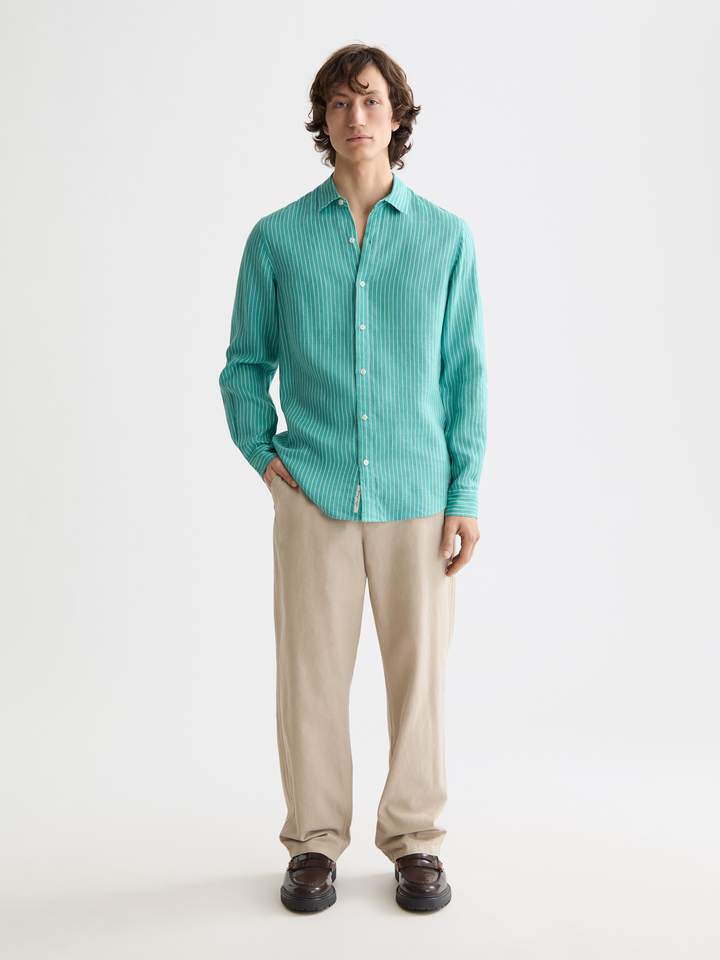 Seasonal core-Regular-fit striped linen shirt