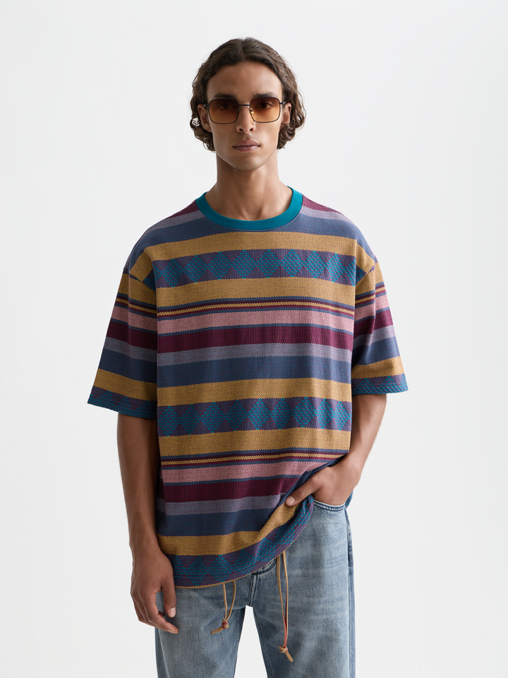 Jacquard-Knitted Loose-Fit T-Shirt