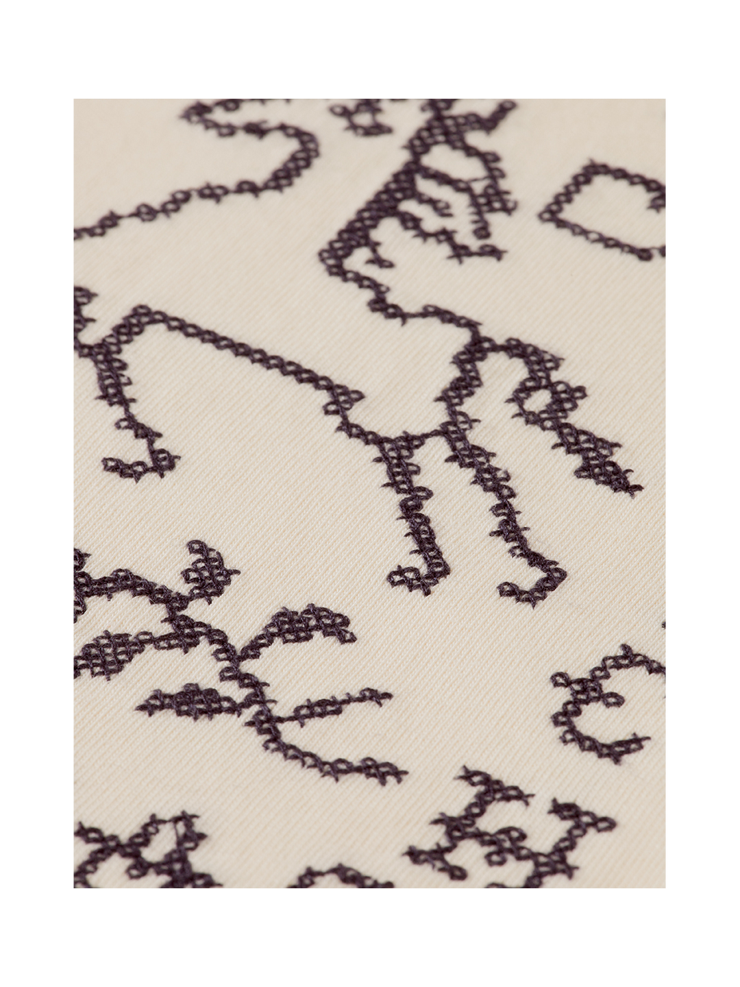Cross-Stitched Artwork Loose T-Shirt
