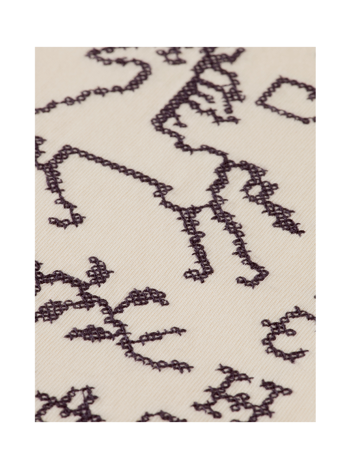 Cross-Stitched Artwork Loose T-Shirt