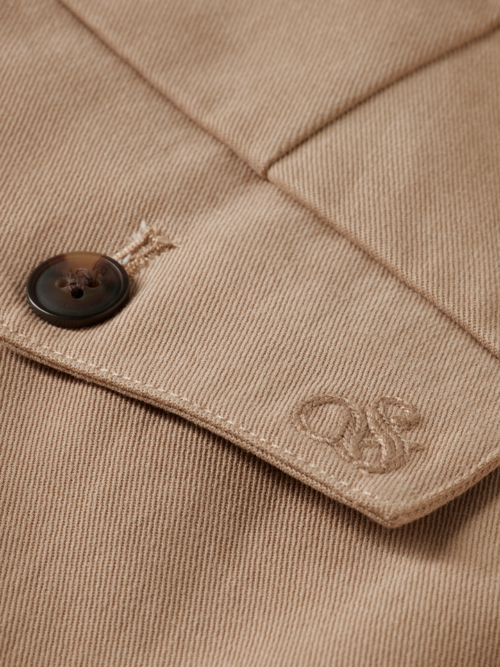 Pleated cotton/lyocell twill relaxed straight fit chino