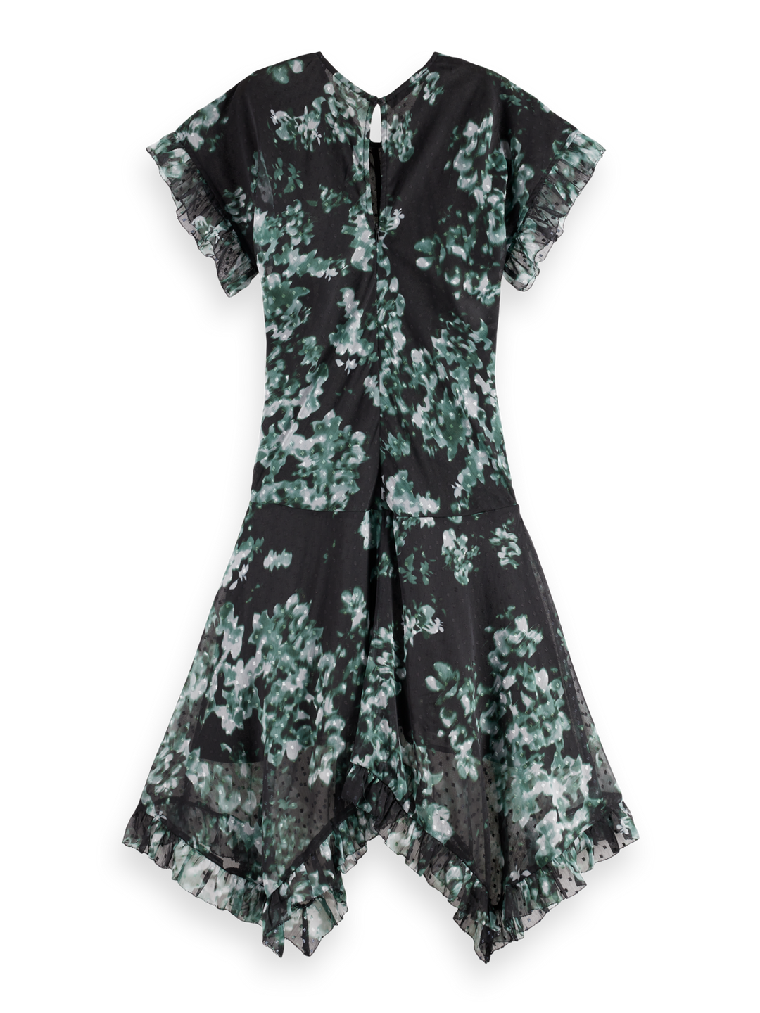 Printed Fil Coupe Mini Ruffle Dress