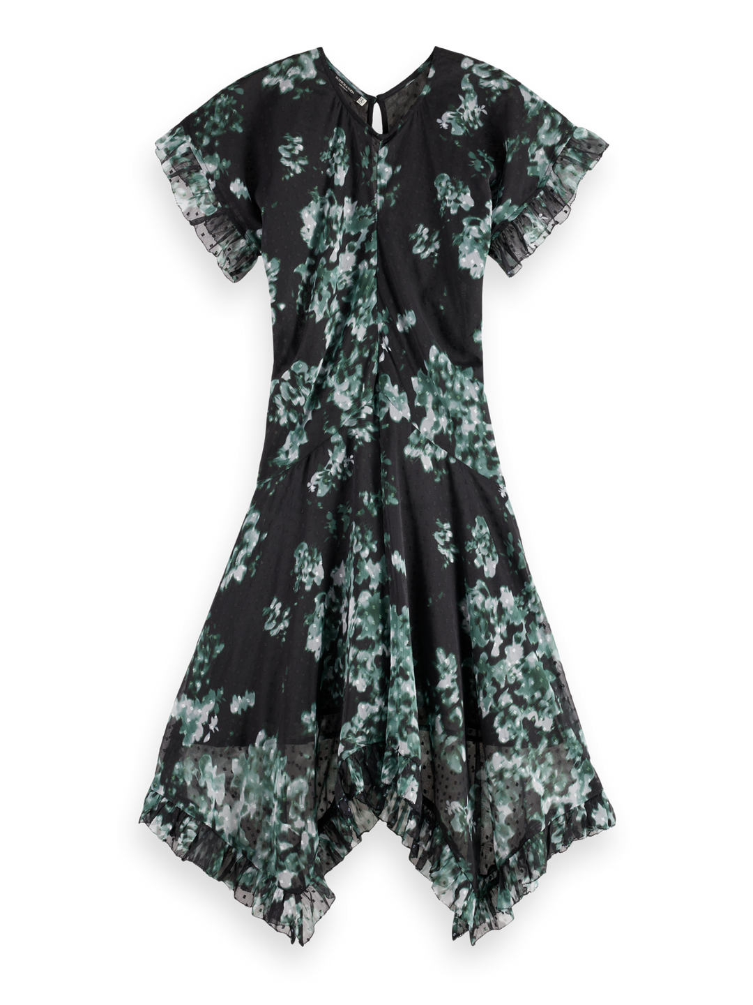 Printed Fil Coupe Mini Ruffle Dress