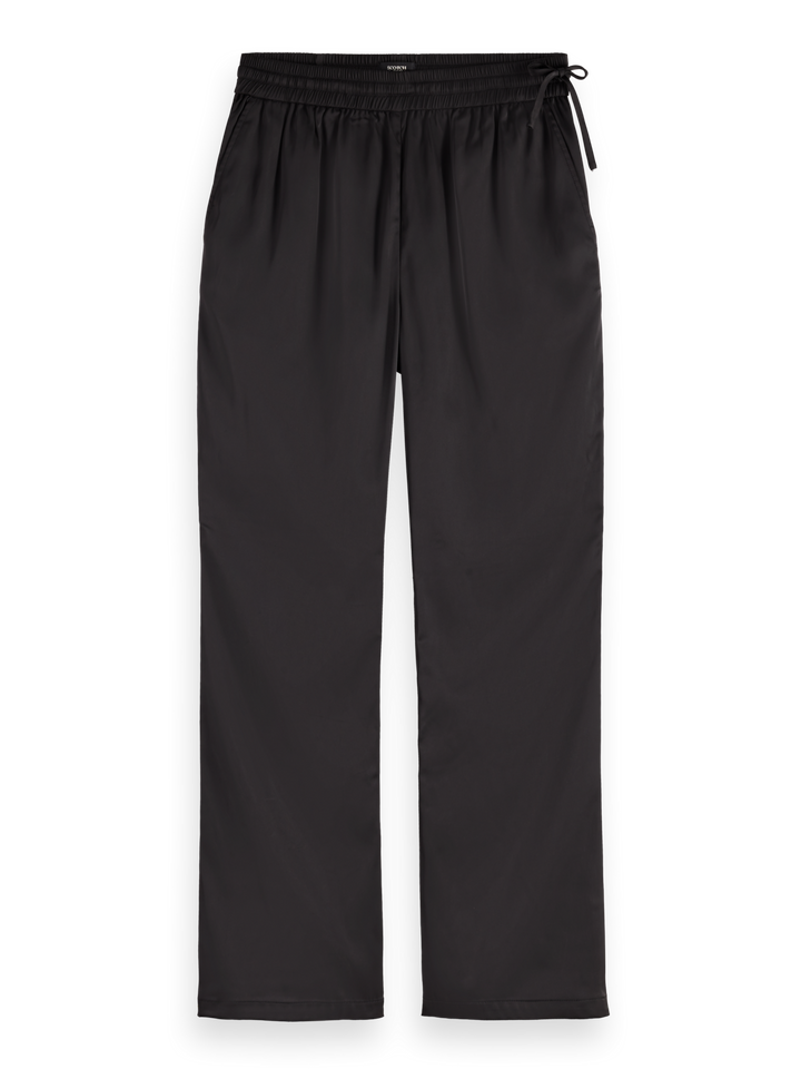 Mae mid-rise bootcut pull-on satin pant