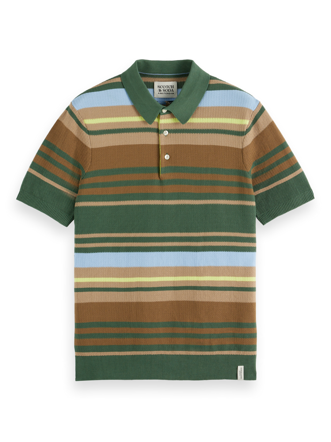 Structured knitted striped polo