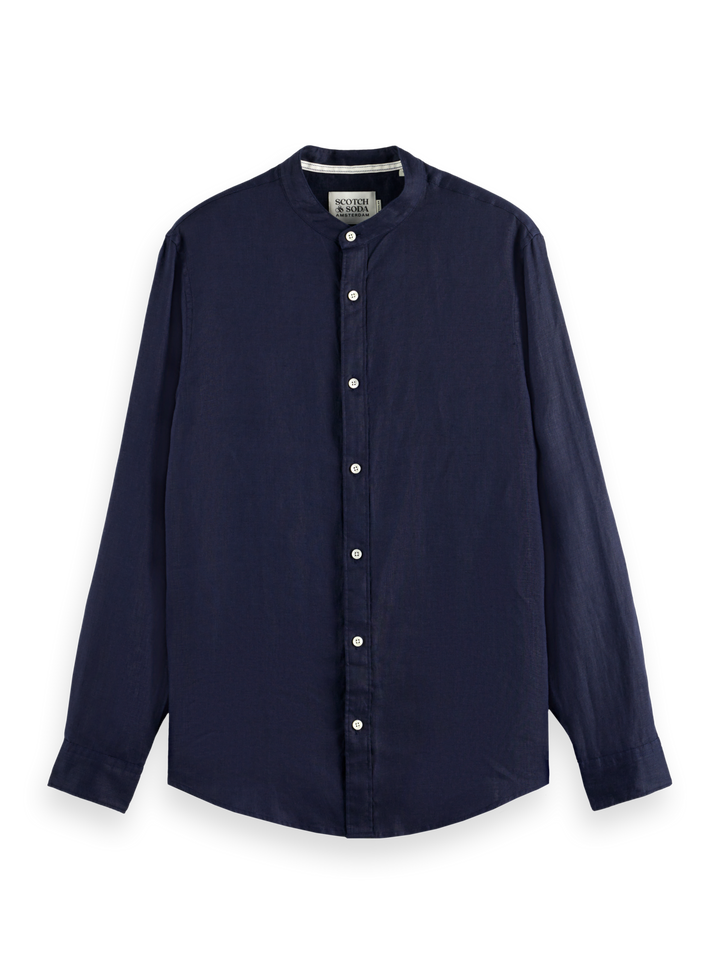 Essentials Collarless Linen Shirt