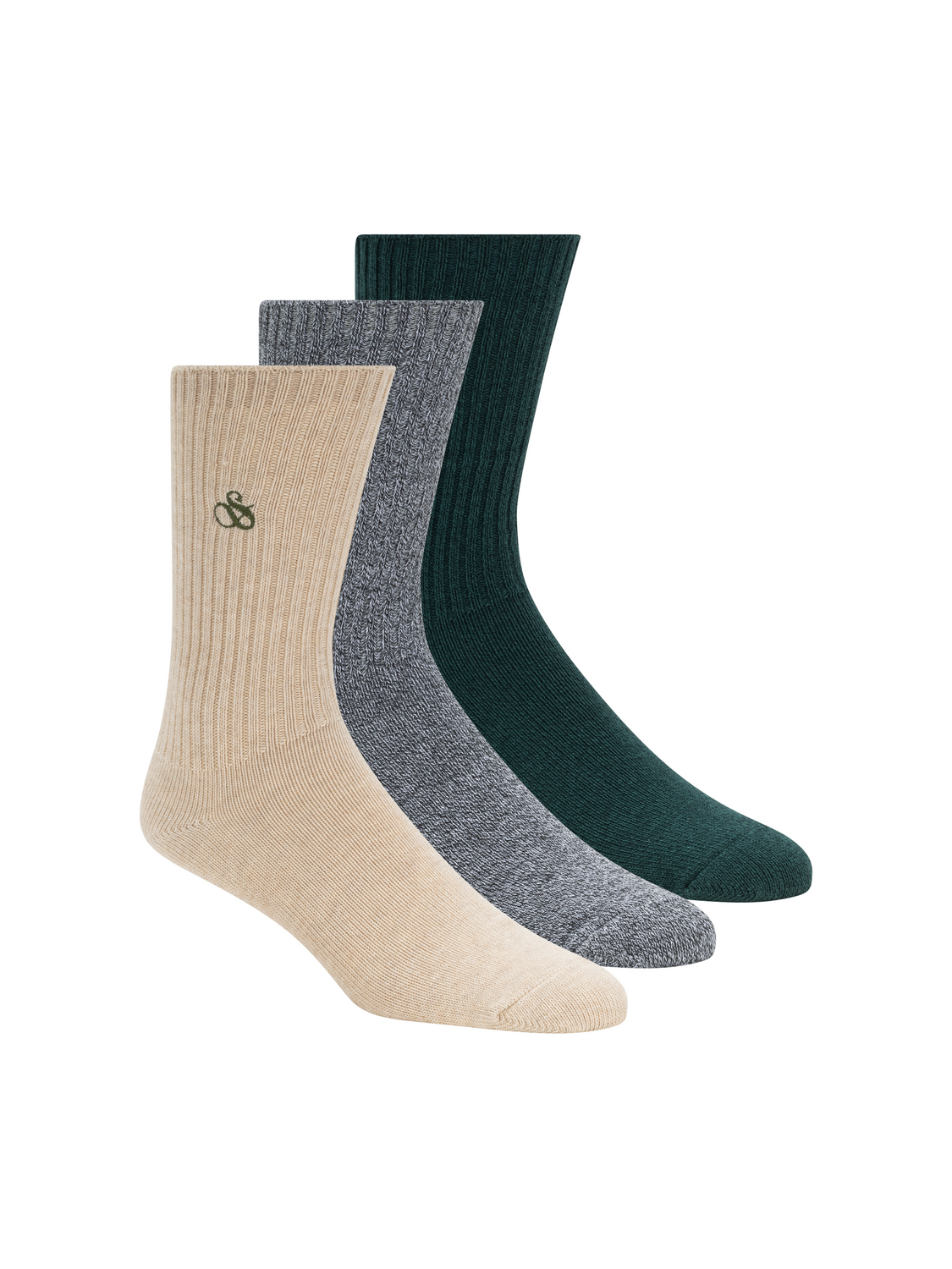 3 Pack Mens Non Terry Crew Socks