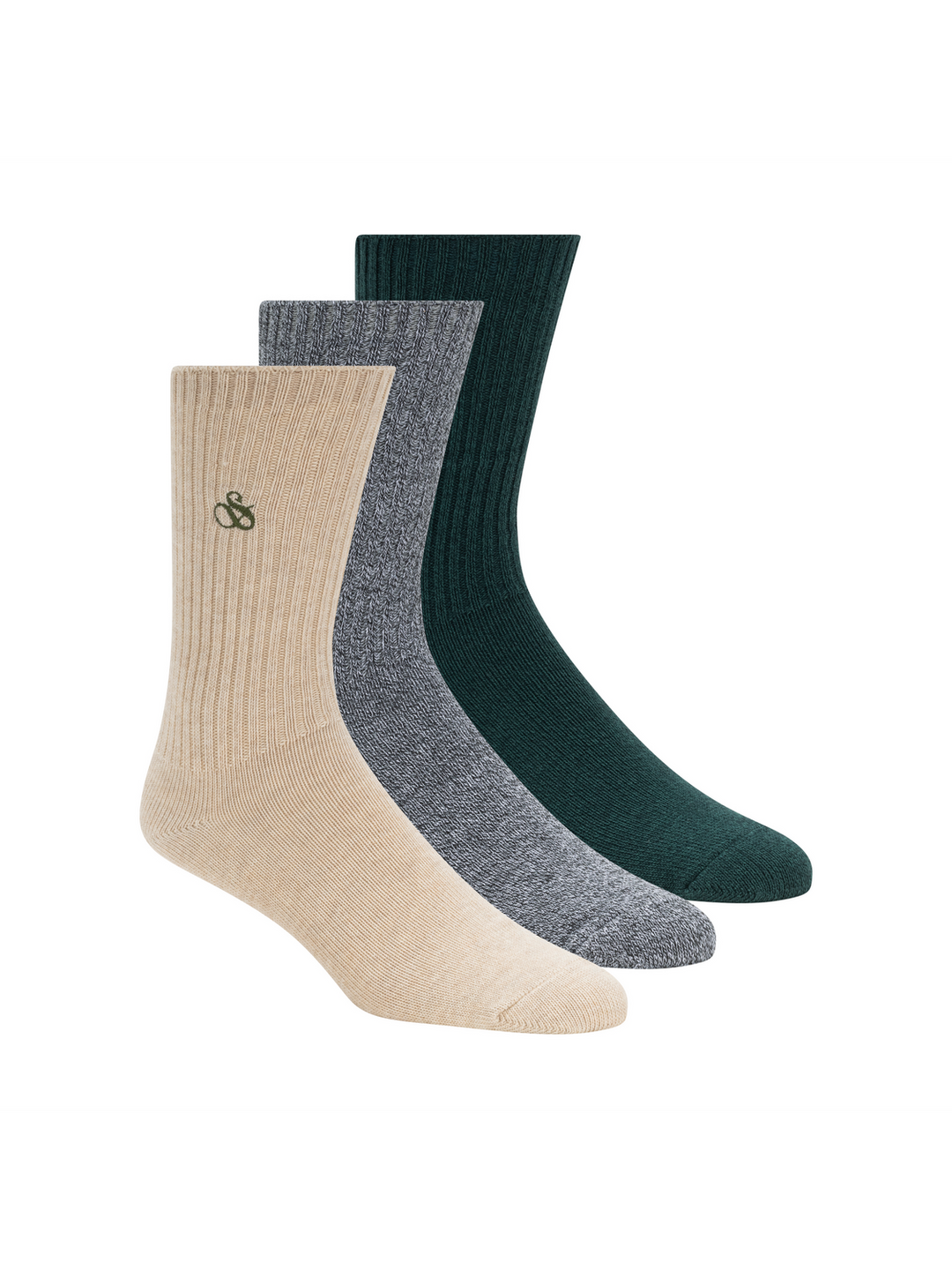 3 Pack Mens Non Terry Crew Socks