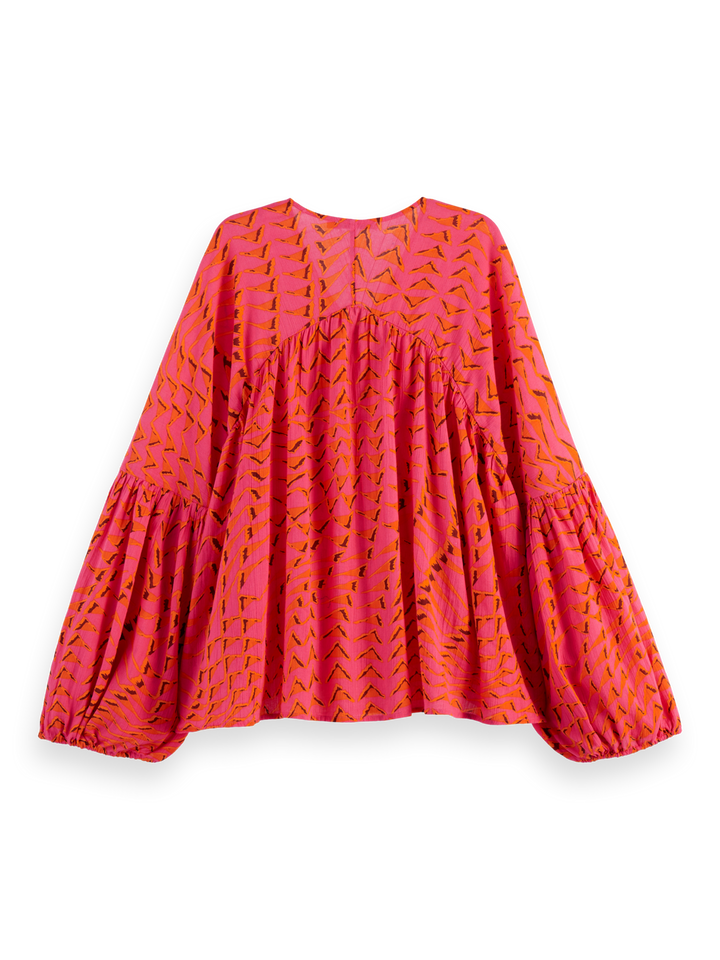 Printed crinkle top
