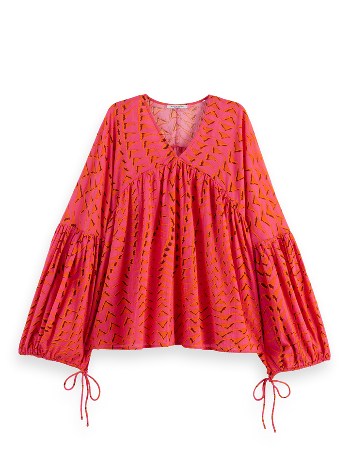 Printed crinkle top