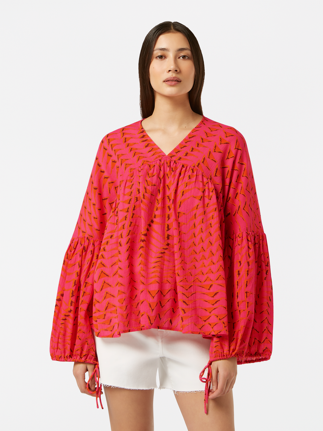 Printed crinkle top