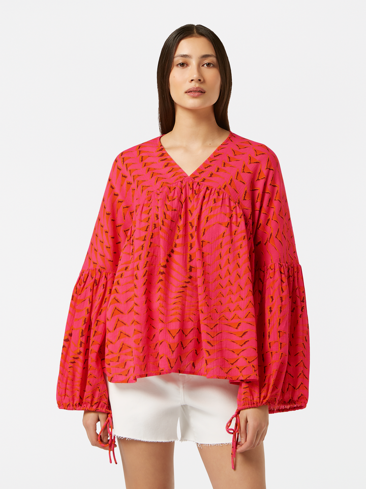 Printed crinkle top