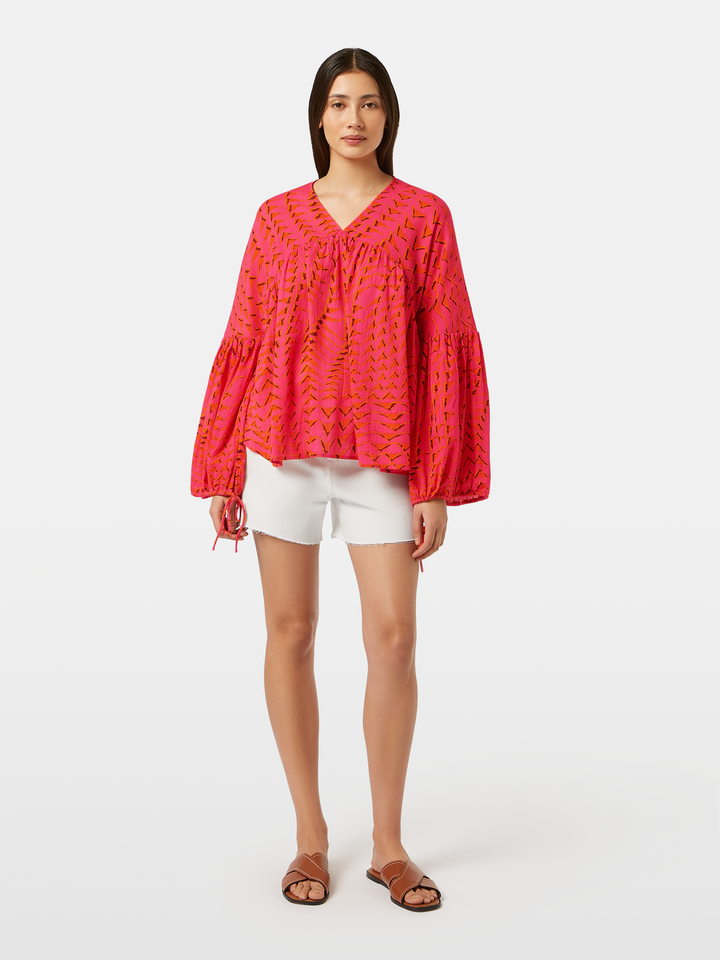 Printed crinkle top