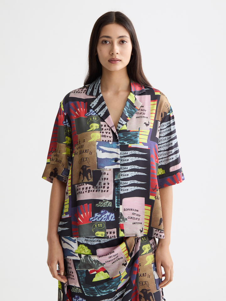 Printed short sleeve fluid shirt