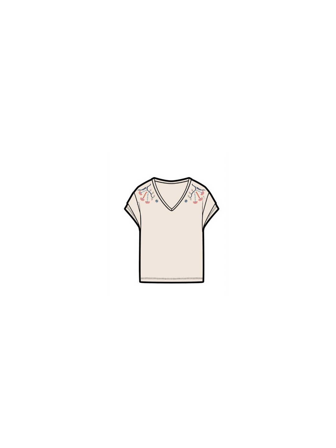 Embroidered V-neck T-shirt