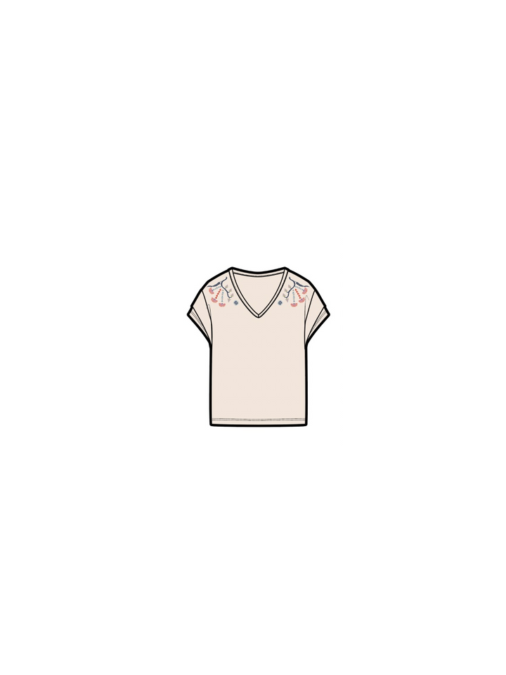 Embroidered V-neck T-shirt