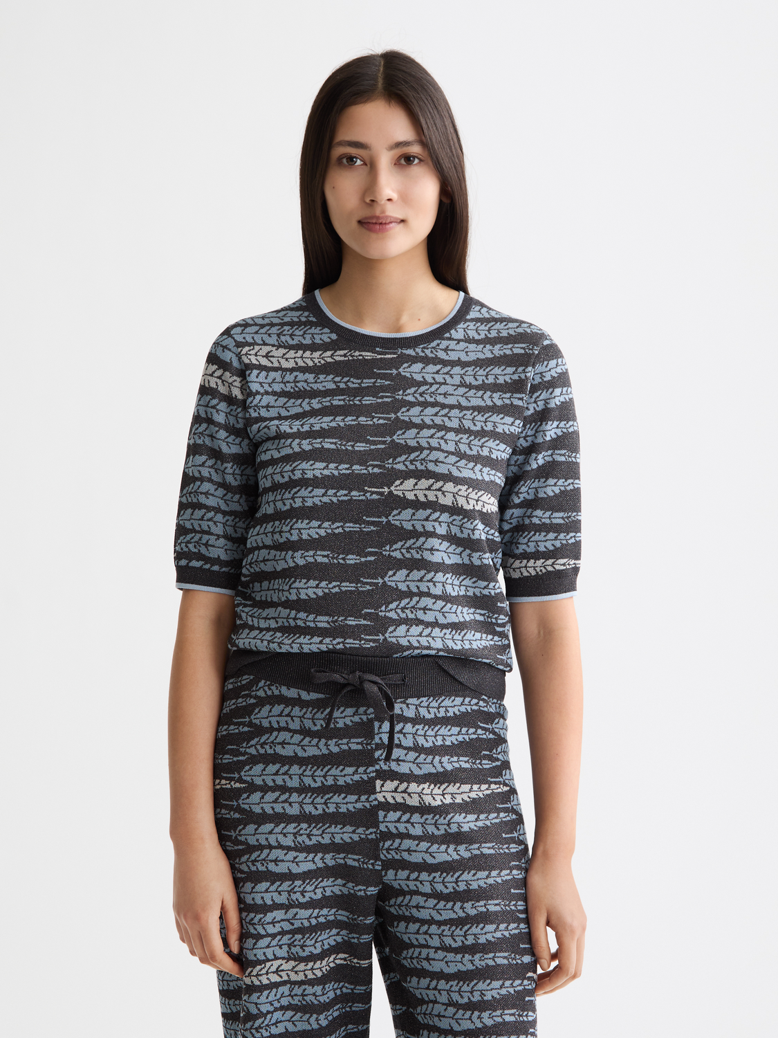 Lurex jacquard knitted tee