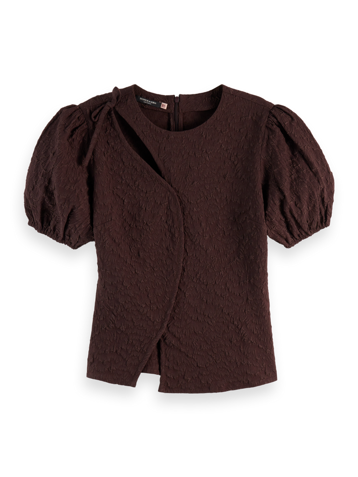 Puff sleeve textured top