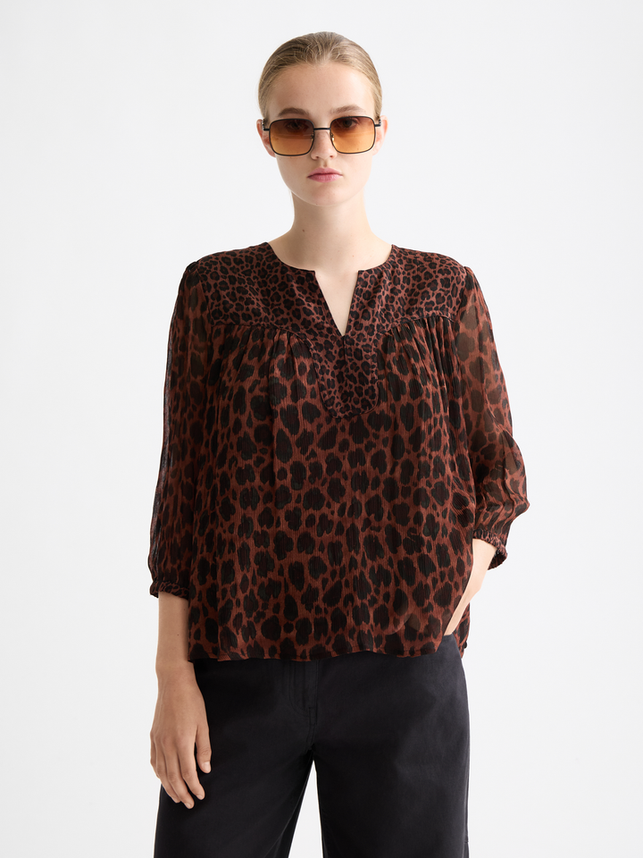 Contrast yoke short sleeve top