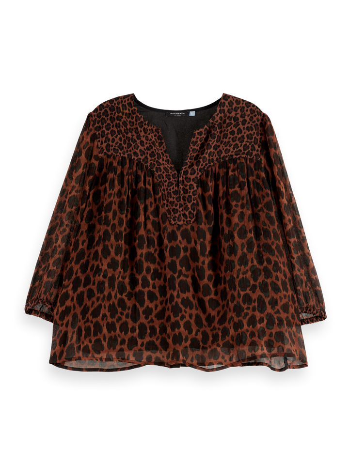 Contrast yoke short sleeve top