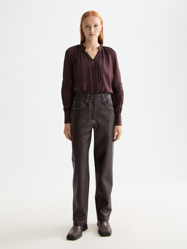 Shirt with lace and ties