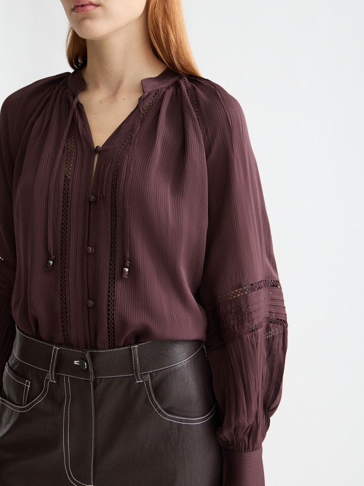 Shirt with lace and ties