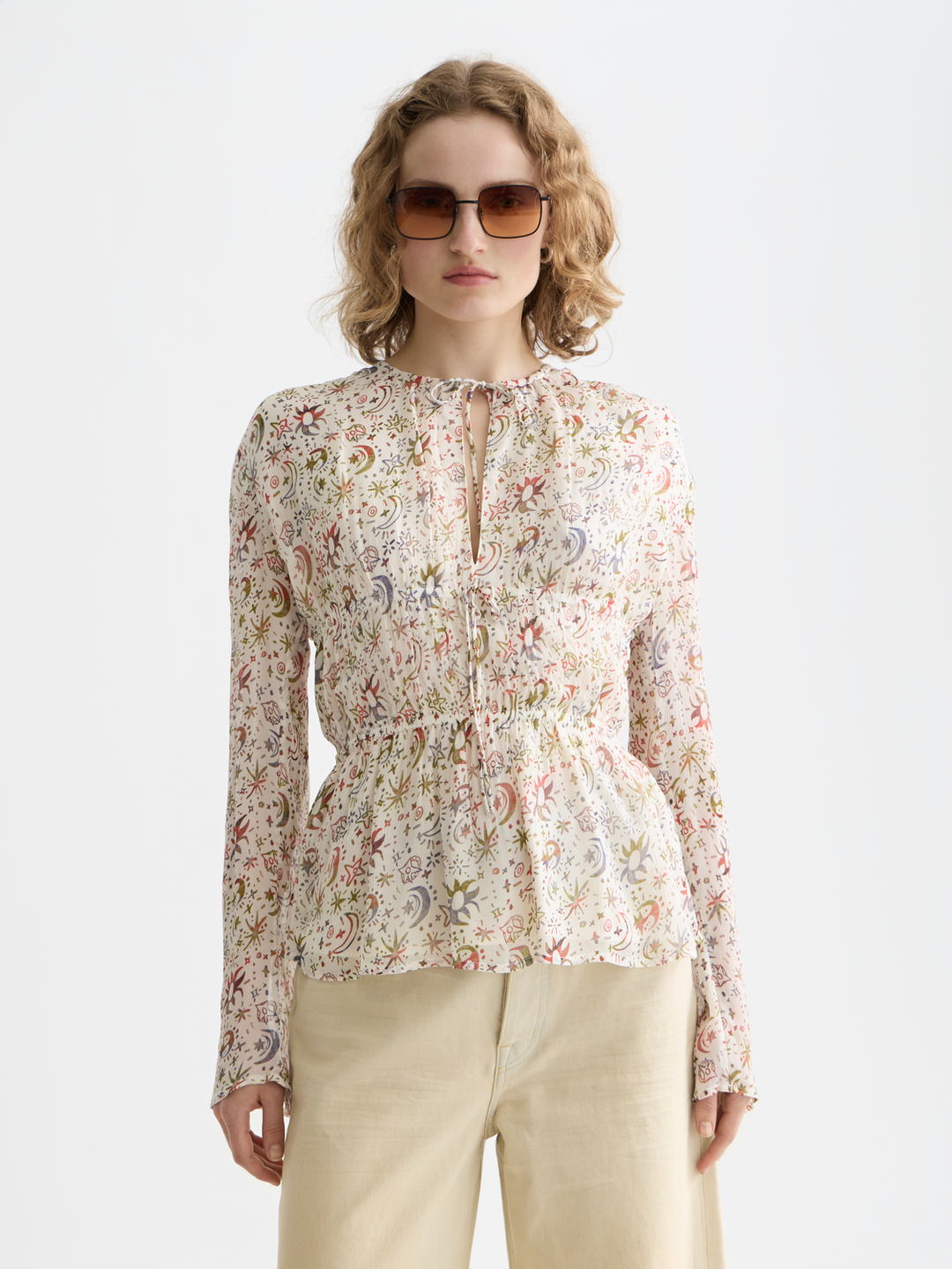 Printed Top With Tied Front