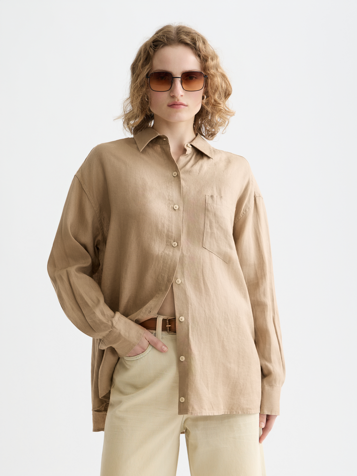 Linen Shirt With Back Detail