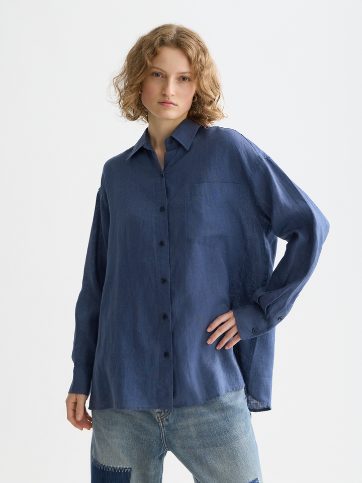Linen Shirt With Back Detail