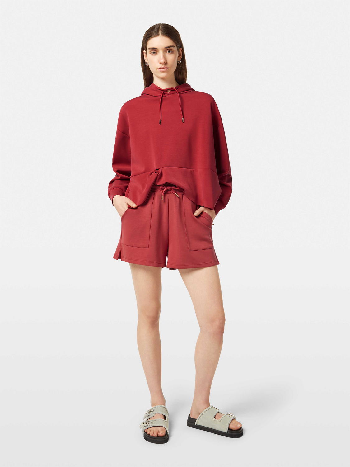 Tencel hoodie with twisted hem
