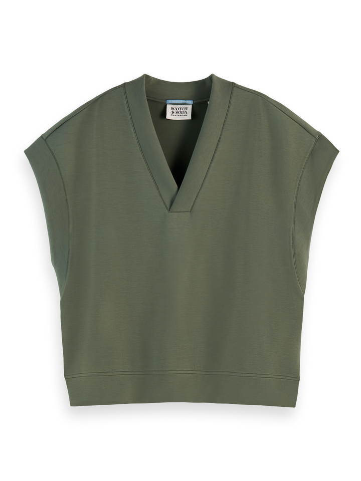 V-neck sleeveless modal sweatshirt