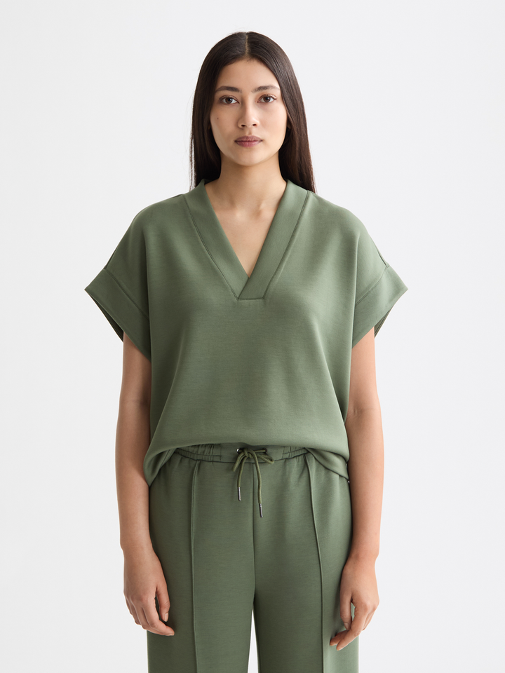 V-neck sleeveless modal sweatshirt