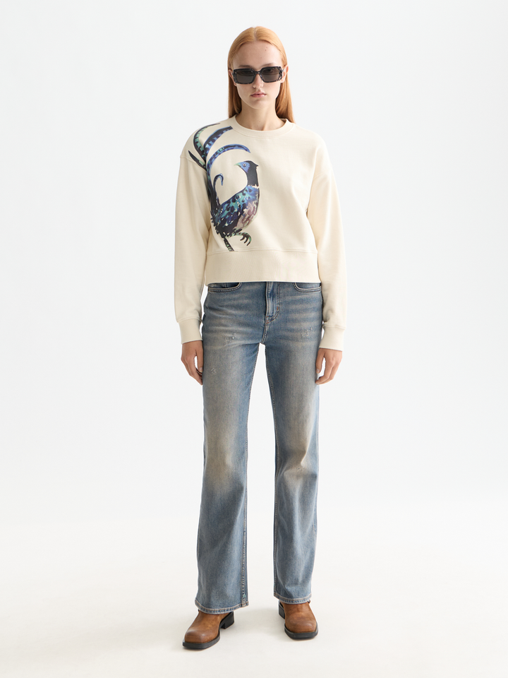 Loose fit sweater with front and back artwork