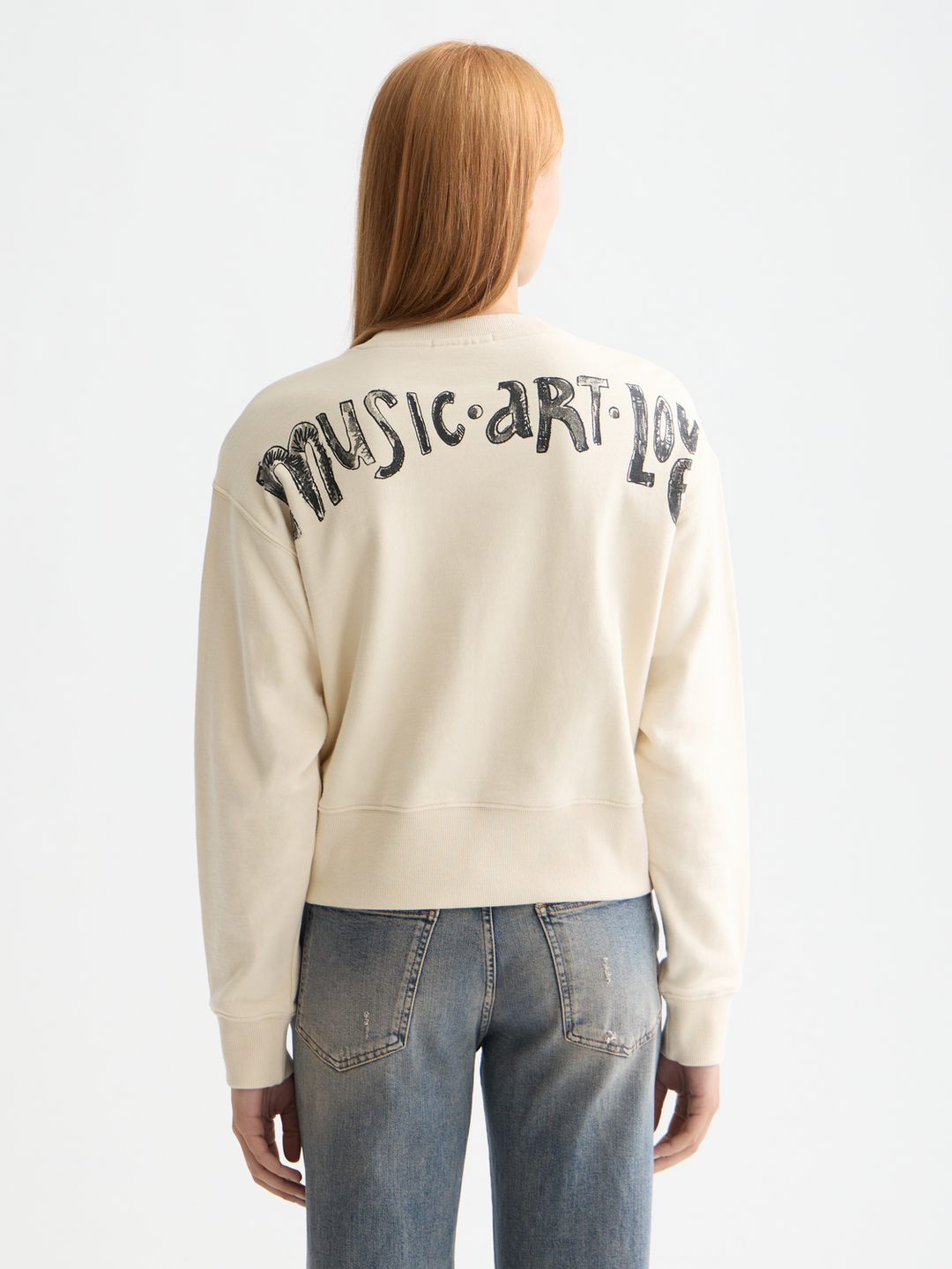 Loose fit sweater with front and back artwork