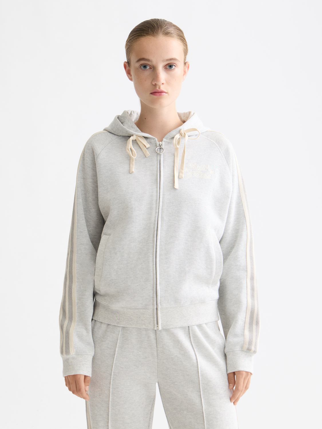 Zip through interlock hoodie
