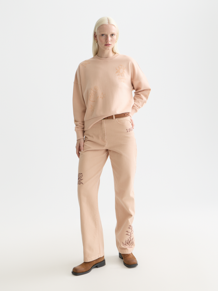 Relaxed Fit Sweatshirt With Flock Print